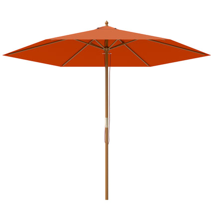 2.5m Wooden Garden Parasol Sun Shade Patio Umbrella Canopy - Orange