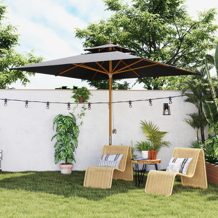 3 m Square Garden Parasol - Black