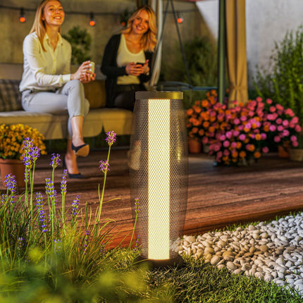 Garden Solar Lamp, 71.5 cm Tall Metal Floor Lamp, Auto On/Off LED Solar Garden Light with Metal Wire Shade, IP44 for Outdoor, Porch, Pathway, Terrace, Black