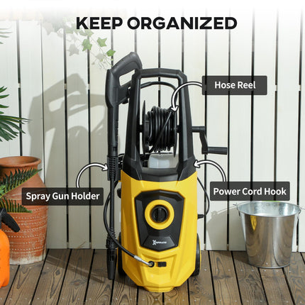 1800W High Pressure Washer with 6M Hose Reel - Yellow