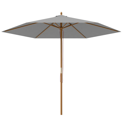 2.5m Wooden Garden Parasol Sun Shade Umbrella - Light Grey