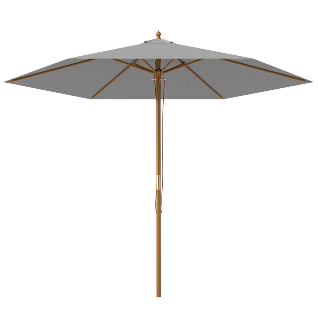 2.5m Wooden Garden Parasol Sun Shade Umbrella - Light Grey