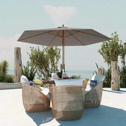 2.5m Wooden Garden Parasol Sun Shade Umbrella - Light Grey