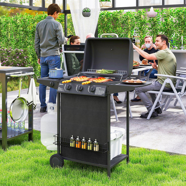 Four Burner Gas Grill BBQ - Black