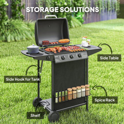 Four Burner Gas Grill BBQ - Black