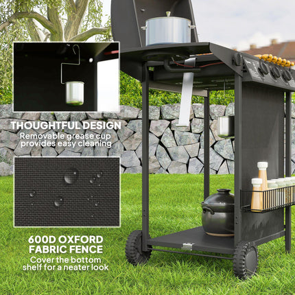 Four Burner Gas Grill BBQ - Black