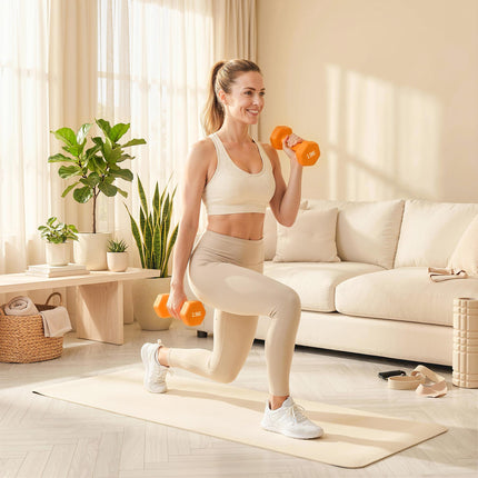 2 x 1.5kg Hexagonal Dumbbell Set with Non-Slip Grip for Home Gym Workout - Orange