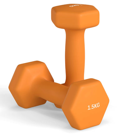 2 x 1.5kg Hexagonal Dumbbell Set with Non-Slip Grip for Home Gym Workout - Orange