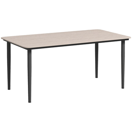 6 Seater Outdoor Garden Dining Table with Rust Resistant Metal Frame - Light Grey