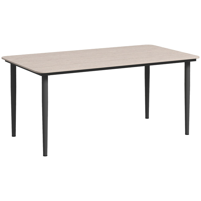 6 Seater Outdoor Garden Dining Table with Rust Resistant Metal Frame - Light Grey