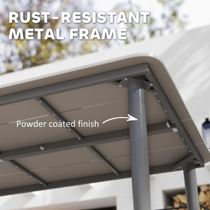 6 Seater Outdoor Garden Dining Table with Rust Resistant Metal Frame - Light Grey