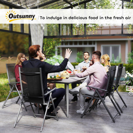 6 Seater Outdoor Garden Dining Table with Rust Resistant Metal Frame - Light Grey