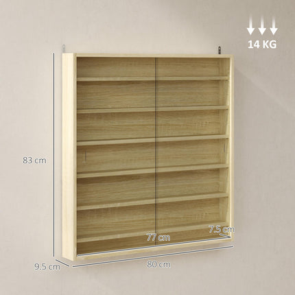 Six Shelf Display Cabinet, with Glass Doors - Oak