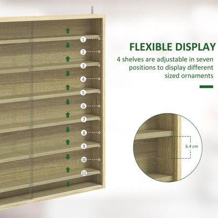 Six Shelf Display Cabinet, with Glass Doors - Oak
