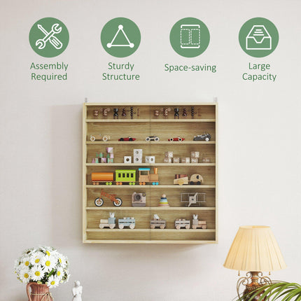 Six Shelf Display Cabinet, with Glass Doors - Oak