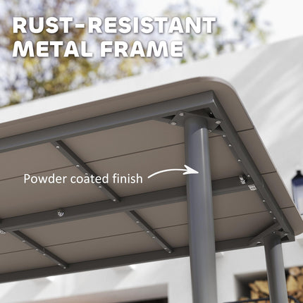 6 Seater Outdoor Dining Table with Rust-Resistant Metal Frame - Dark Grey