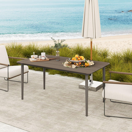 6 Seater Outdoor Dining Table with Rust-Resistant Metal Frame - Dark Grey