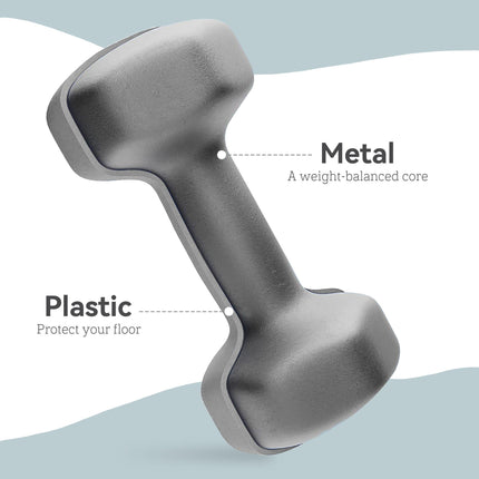 2 x 6kg Hexagonal Dumbbell Set with Non-Slip Grip for Home Gym - Grey
