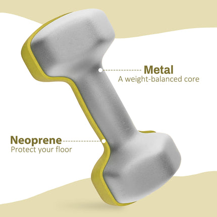 1kg Hexagonal Dumbbell Set 2-Pack with Non-Slip Grip for Home Gym - Yellow