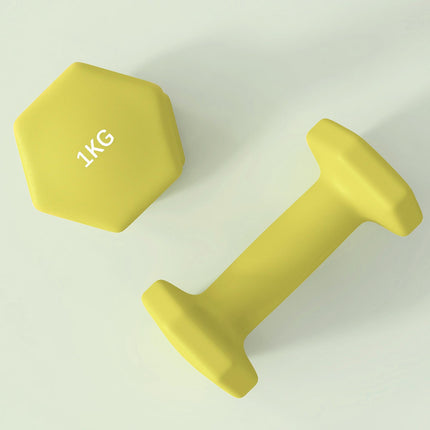 1kg Hexagonal Dumbbell Set 2-Pack with Non-Slip Grip for Home Gym - Yellow
