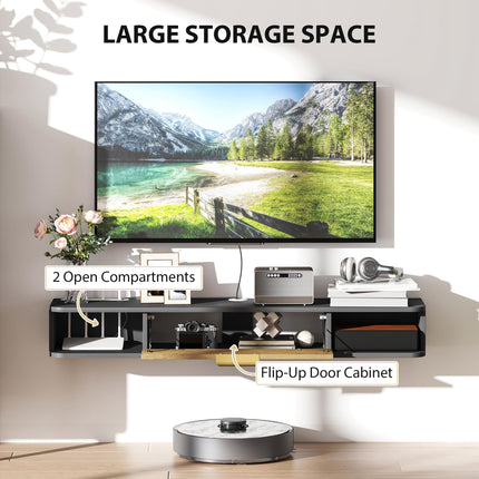 120 cm Floating TV Stand with Storage - Charcoal Grey