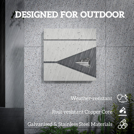 Wall Mounted Mailbox with Viewing Window and 2 Locks, Weatherproof Galvanised Steel Letterbox with Copper Core - Silver