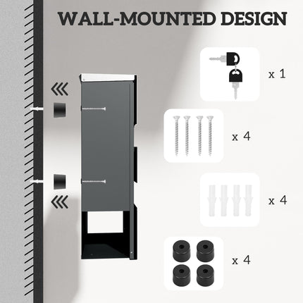 Locking Galvanised Steel Letterbox with Viewing Window - Charcoal Grey