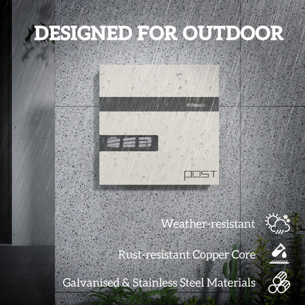 Locking Galvanised Steel Letterbox - White/Black