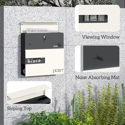 Locking Galvanised Steel Letterbox - White/Black