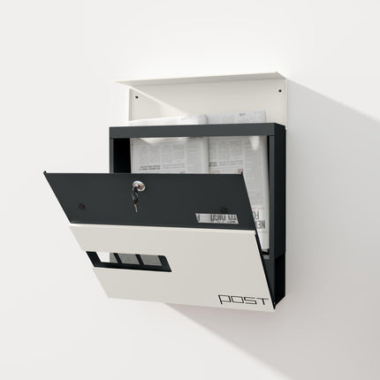 Locking Galvanised Steel Letterbox - White/Black