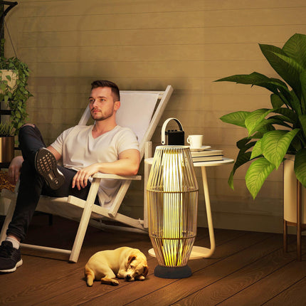 Garden Rattan Lamp, 72 cm Tall Solar Rattan Floor Lamp, Solar Garden Light with