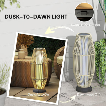 Garden Rattan Lamp, 72 cm Tall Solar Rattan Floor Lamp, Solar Garden Light with