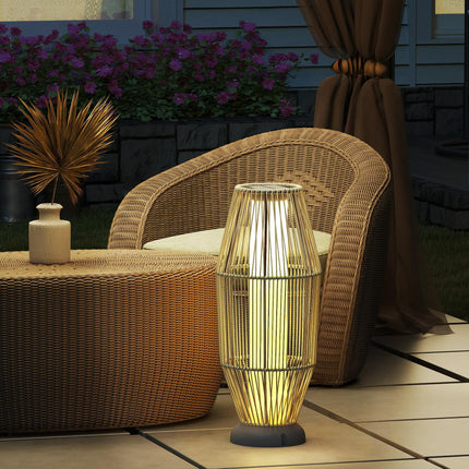 Garden Rattan Lamp, 72 cm Tall Solar Rattan Floor Lamp, Solar Garden Light with