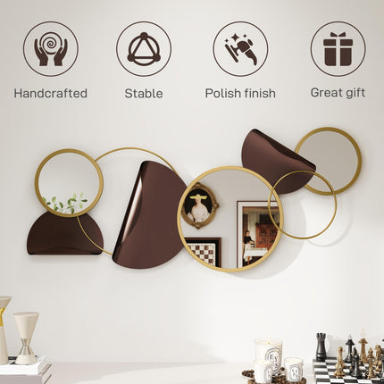 Metal Wall Art, Modern Decorative Mirror Decor, Hanging Home Wall Decoration for