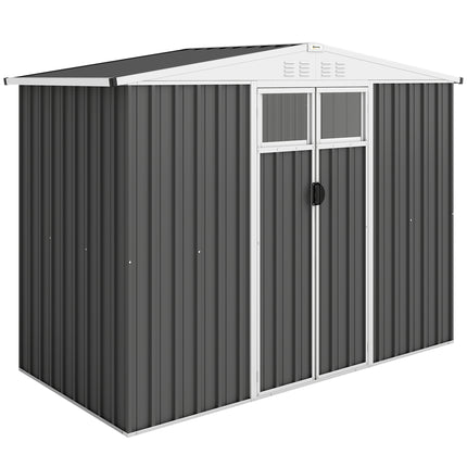 8 x 4 ft Metal Garden Storage Shed with Window and Lockable Door - Dark Grey