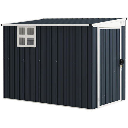 7.6 x 4ft Garden Metal Shed, Outdoor Storage Shed with Window, 2 Vents and Lockable Door for Garden, Patio, Dark Grey