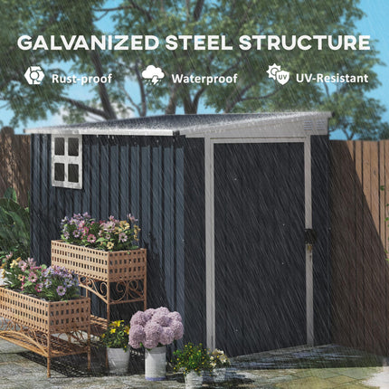 7.6 x 4ft Garden Metal Shed, Outdoor Storage Shed with Window, 2 Vents and Lockable Door for Garden, Patio, Dark Grey