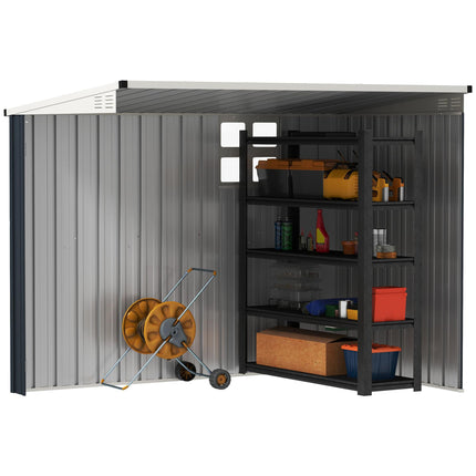 7.6 x 4ft Garden Metal Shed, Outdoor Storage Shed with Window, 2 Vents and Lockable Door for Garden, Patio, Dark Grey