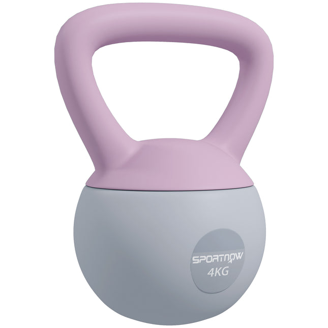 4kg Soft Kettlebell with Non-Slip Handle for Home Gym Strength Training - Purple and Grey