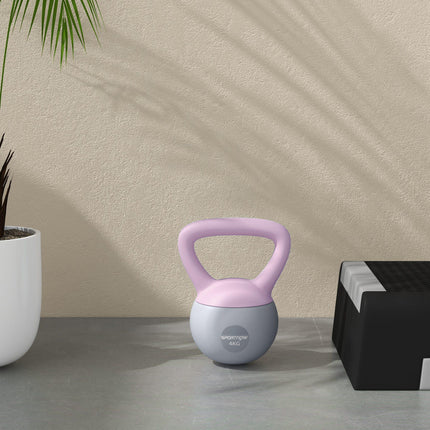 4kg Soft Kettlebell with Non-Slip Handle for Home Gym Strength Training - Purple and Grey
