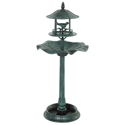 3-in-1 Garden Bird Bath, Freestanding Birdbath with Large Water Basin, Underneath Flower Planter, Φ50 x 113 cm, Green