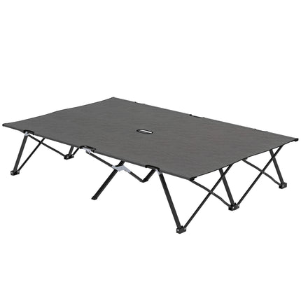 Double Camping Cot Bed Lightweight Foldable with Carry Bag - Charcoal Grey