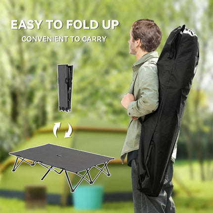 Double Camping Cot Bed Lightweight Foldable with Carry Bag - Charcoal Grey