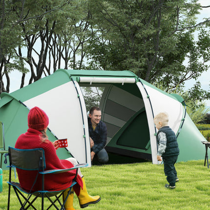4-6 Person UV Protection Camping Tent Spacious Design - Green and White
