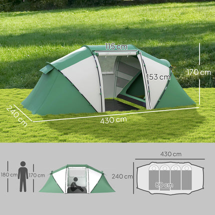 4-6 Person UV Protection Camping Tent Spacious Design - Green and White