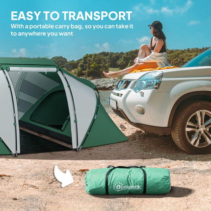 4-6 Person UV Protection Camping Tent Spacious Design - Green and White