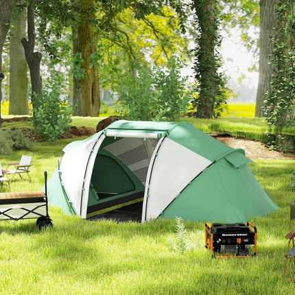 4-6 Person UV Protection Camping Tent Spacious Design - Green and White