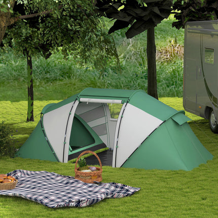 4-6 Person UV Protection Camping Tent Spacious Design - Green and White