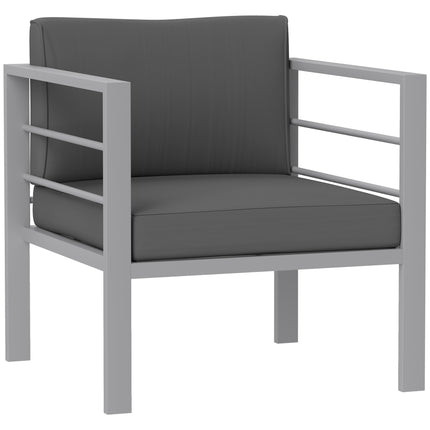 1 Seater All-Weather Garden Sofa with Removable Cushions - Charcoal Grey