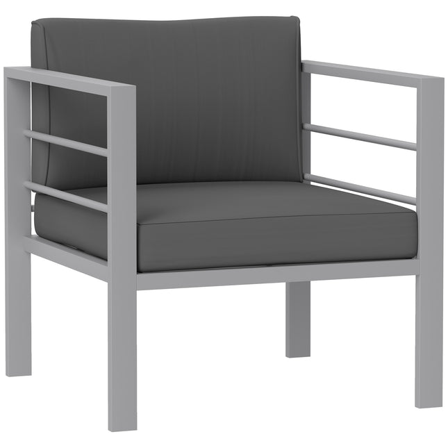 1 Seater All-Weather Garden Sofa with Removable Cushions - Charcoal Grey